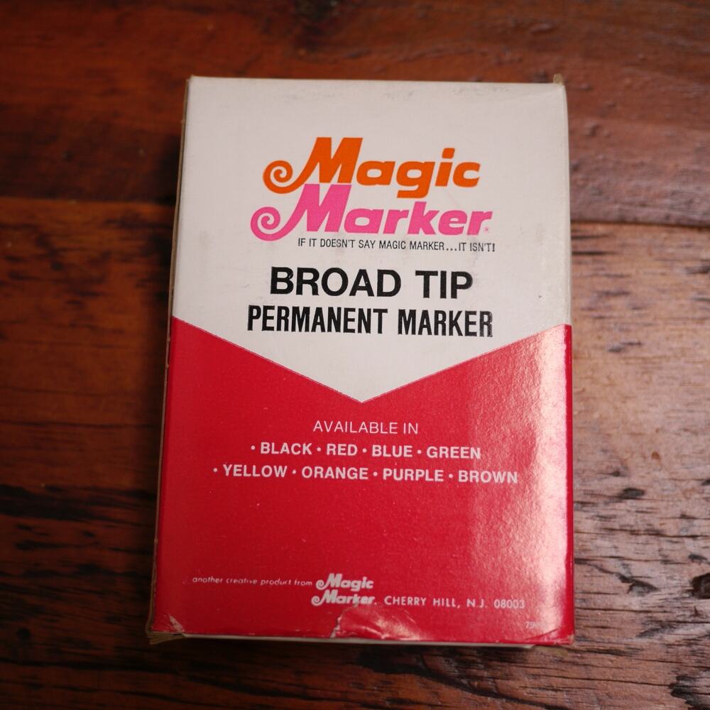 Box 12 NEW Vtg MAGIC MARKER 79 Waterproof Broad Tip Clip Cap GREEN Permanent Ink